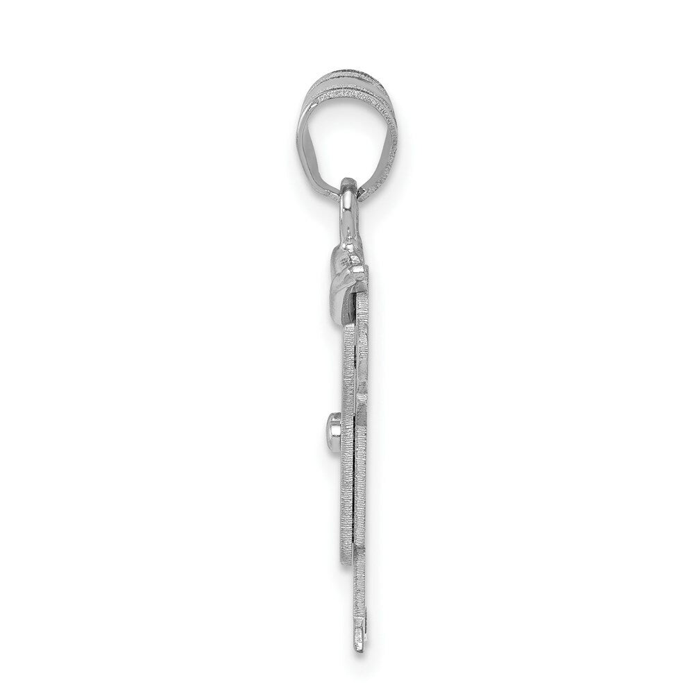 14K White Gold Small Boy with Hat on Left Engravable Charm Pendant