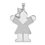 Load image into Gallery viewer, 14K White Gold Large Girl with Bow on Left Engravable Charm
