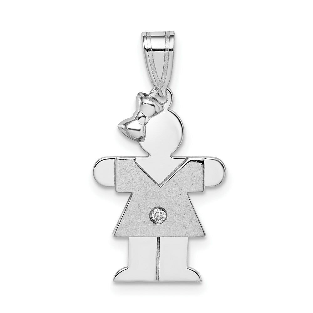 14K White Gold 0.15-Carat Diamond Girl The Kids Pendant