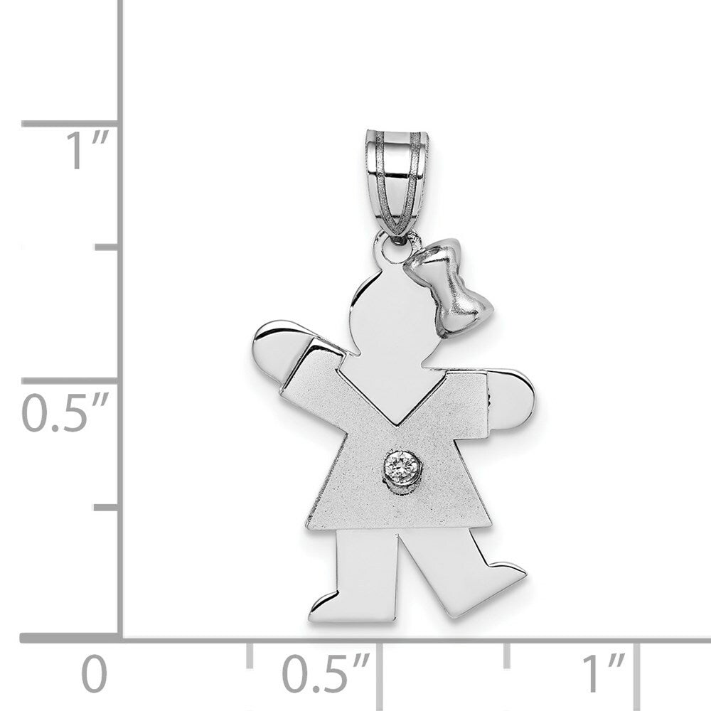 14K White Gold 0.15-Carat Diamond Girl The Kids Pendant