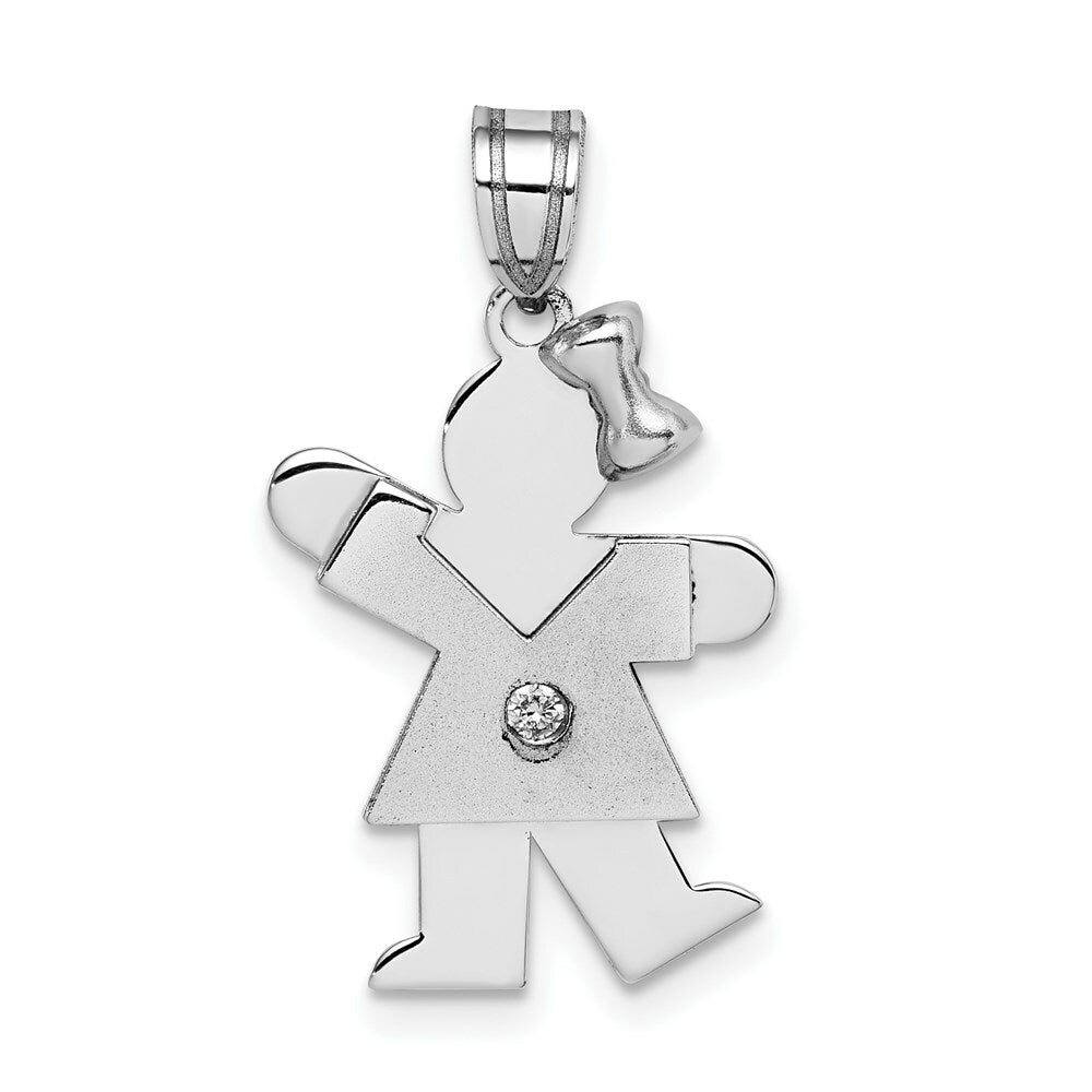 14K White Gold 0.15-Carat Diamond Girl The Kids Pendant