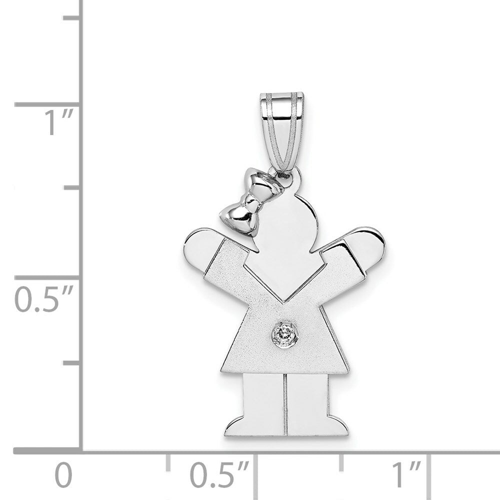 14K White Gold 0.15-Carat Diamond Girl The Kids Pendant