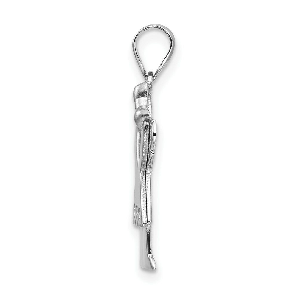 14K White Gold 0.03-Carat 3 Diamond The Kids Girl Pendant