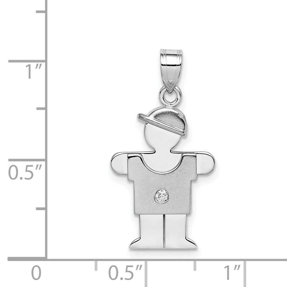 14K White Gold 0.15-Carat Diamond Boy The Kids Pendant