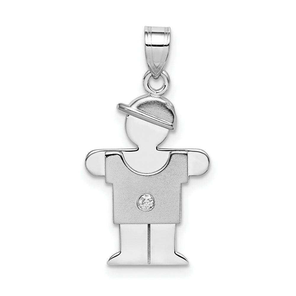 14K White Gold 0.15-Carat Diamond Boy The Kids Pendant
