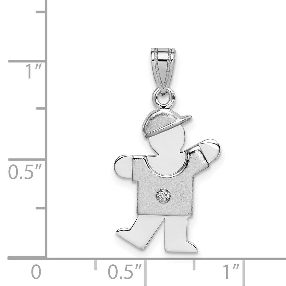 14K White Gold 0.15-Carat Diamond Boy The Kids Pendant