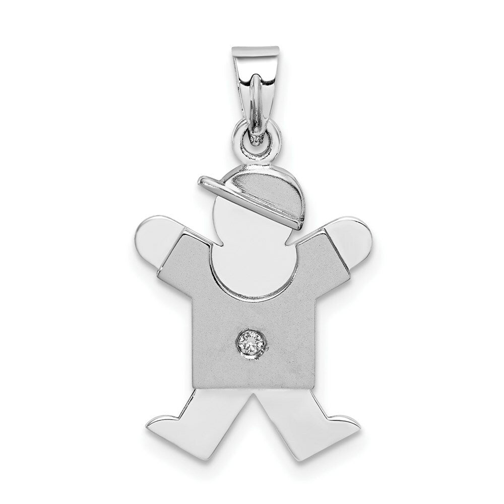 14K White Gold 0.15-Carat Diamond Boy The Kids Pendant