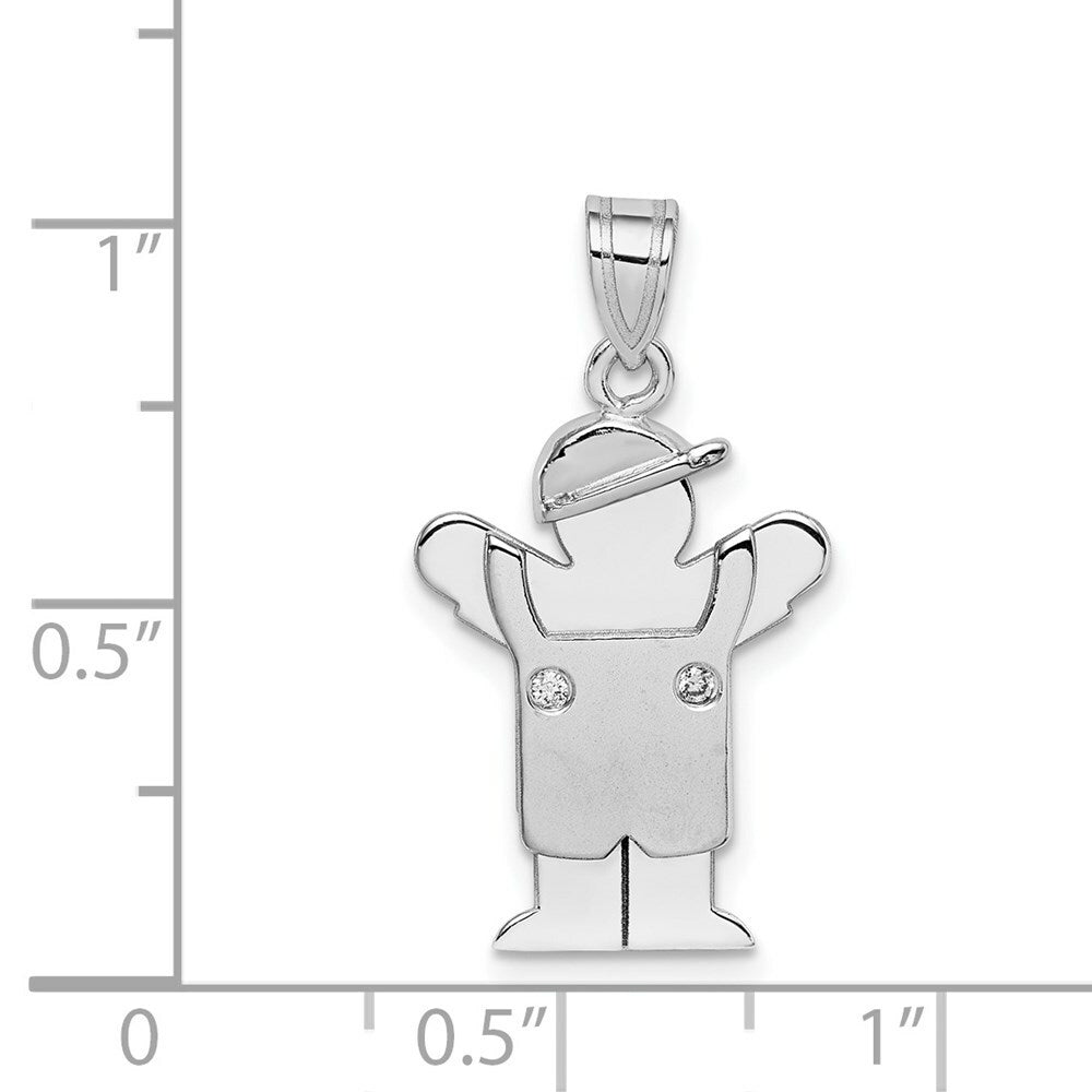 14K White Gold 0.02-Carat tw 2 Diamond Boy The Kids Pendant