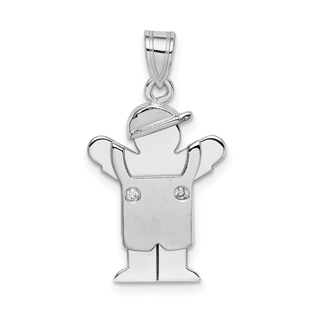 14K White Gold 0.02-Carat tw 2 Diamond Boy The Kids Pendant