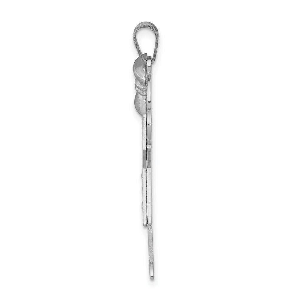14K White Gold 0.051-Carat 3 Diamond Girl The Kids Pendant