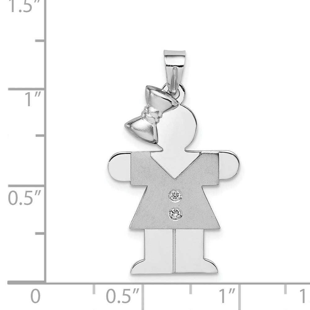 14K White Gold 0.02-Carat tw 2 Diamond Girl The Kids Pendant