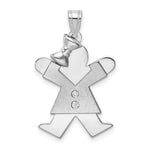 Load image into Gallery viewer, 14K White Gold 0.03-Carat 2 Diamond The Kids Girl with Bow Pendant
