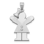 Load image into Gallery viewer, 14K White Gold 0.03-Carat 2 Diamond The Kids Girl with Bow Pendant
