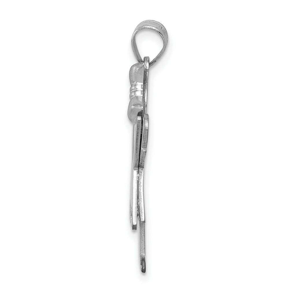 14K White Gold Girl w/ Bow 0.045-Carat 3 Diamond The Kids Charm