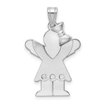 Load image into Gallery viewer, 14K White Gold Girl w/ Bow 0.045-Carat 3 Diamond The Kids Charm
