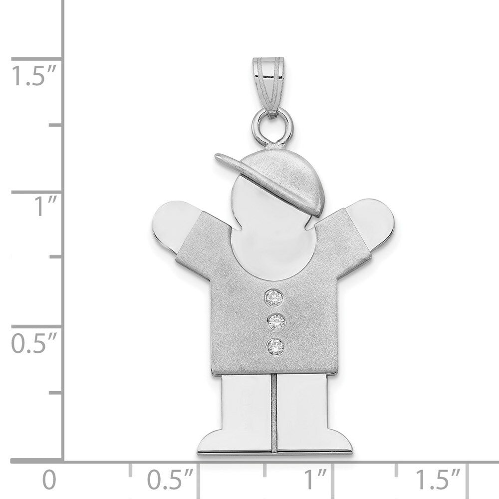 14K White Gold 0.051-Carat 3 Diamond Boy with Cap The Kids Pendant