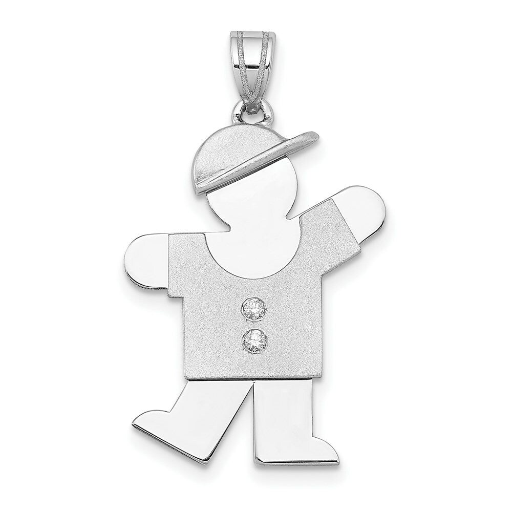 14K White Gold 0.03-Carat 2 Diamond By with Cap The Kids Pendant
