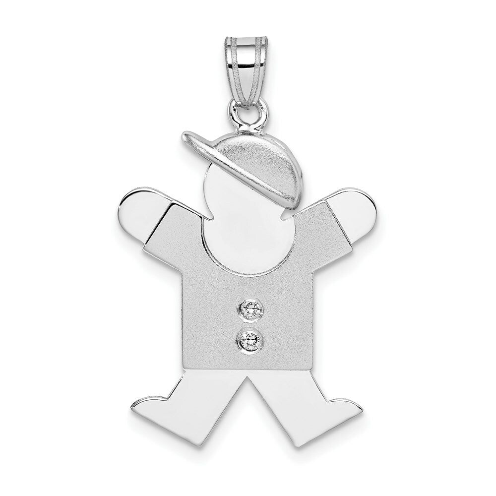 14K White Gold 0.03-Carat 2 Diamond By with Cap The Kids Pendant