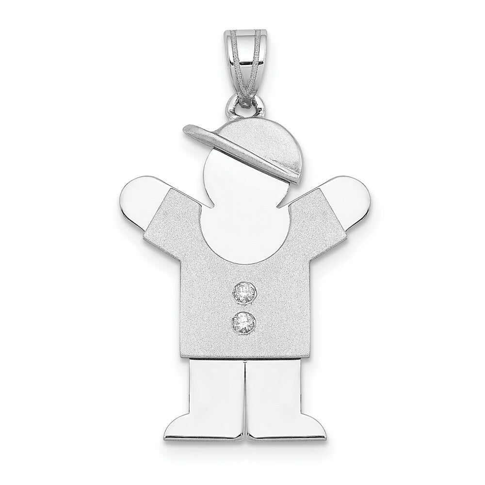 14K White Gold 0.03-Carat 2 Diamond By with Cap The Kids Pendant