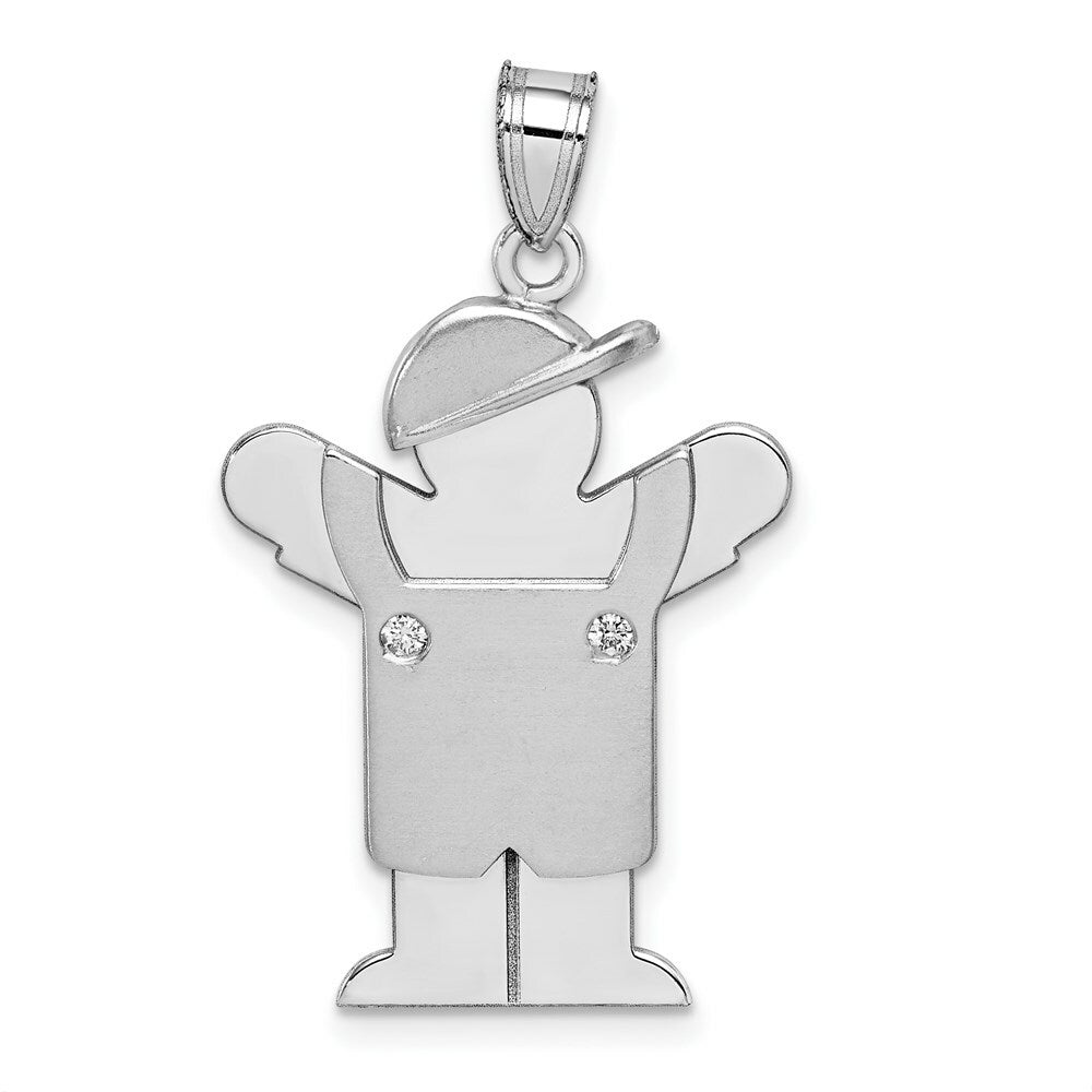 14K White Gold 0.03-Carat 2 Diamond By with Cap The Kids Pendant