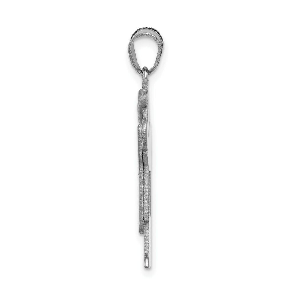 14K White Gold 0.03-Carat 2 Diamond By with Cap The Kids Pendant
