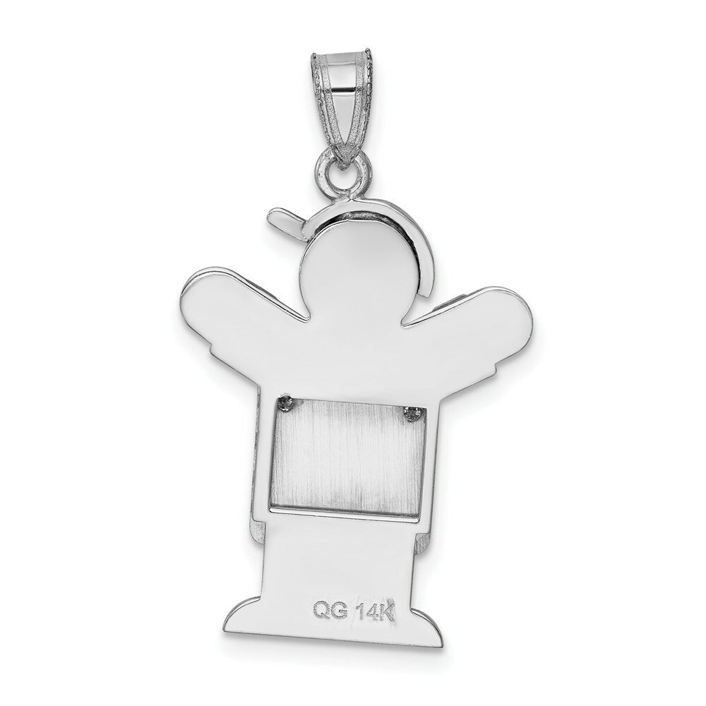 14K White Gold 0.03-Carat 2 Diamond By with Cap The Kids Pendant