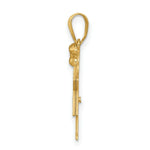 Load image into Gallery viewer, 14K Yellow Gold 0.015-Carat Diamond Girl with Bow The Kids Pendant
