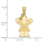 Load image into Gallery viewer, 14K Yellow Gold 0.015-Carat Diamond Girl with Bow The Kids Pendant
