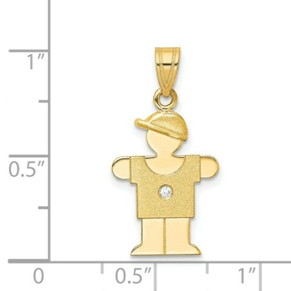 14K Yellow Gold 0.015-Carat Diamond Boy with Cap The Kids Pendant