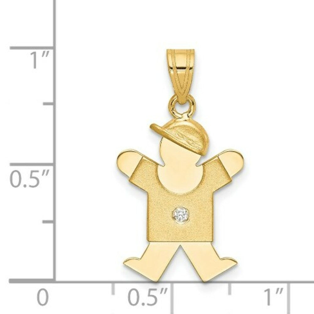 14K Yellow Gold 0.015-Carat Diamond oy with Cap The Kids Pendant