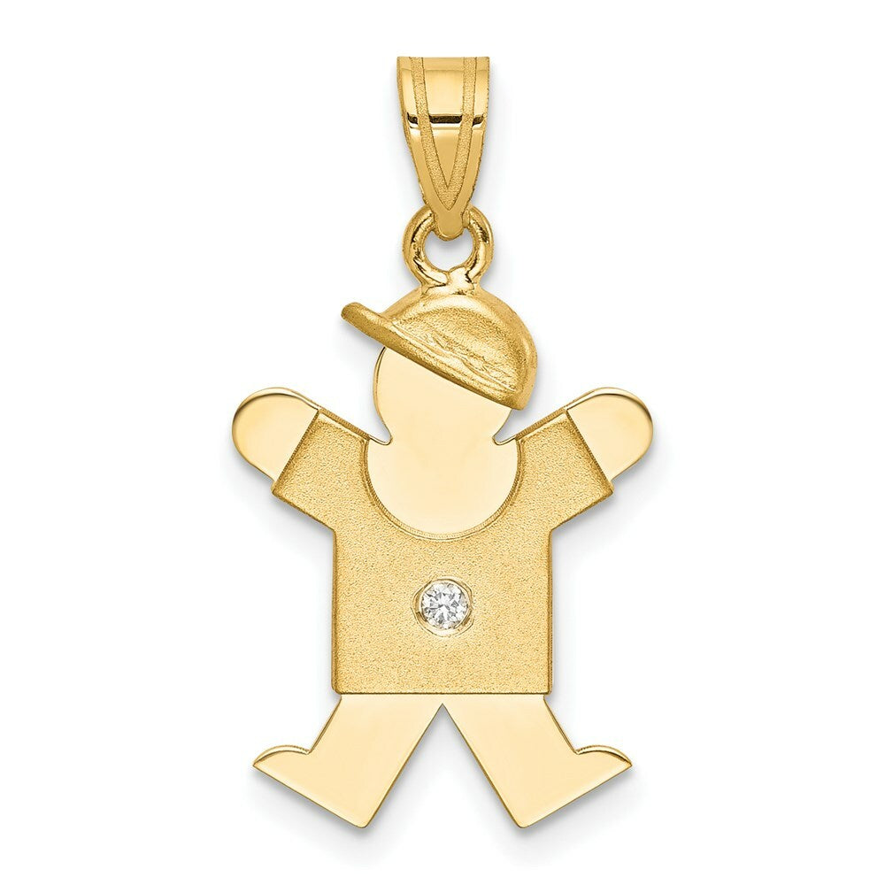 14K Yellow Gold 0.015-Carat Diamond oy with Cap The Kids Pendant