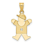 Load image into Gallery viewer, 14K Yellow Gold 0.015-Carat Diamond oy with Cap The Kids Pendant
