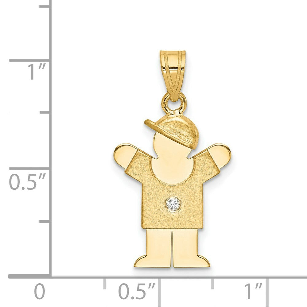 14K Yellow Gold 0.015-Carat Diamond Boy with Cap The Kids Pendant