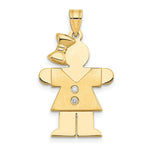 Load image into Gallery viewer, 14K Yellow Gold 0.03-Carat 2 Diamond Girl with Boy The Kids Pendant
