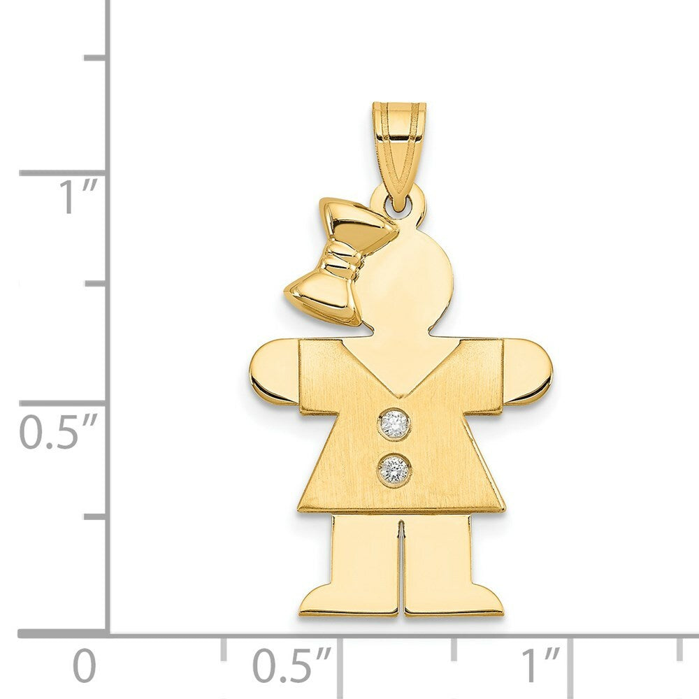 14K Yellow Gold 0.03-Carat 2 Diamond Girl with Boy The Kids Pendant