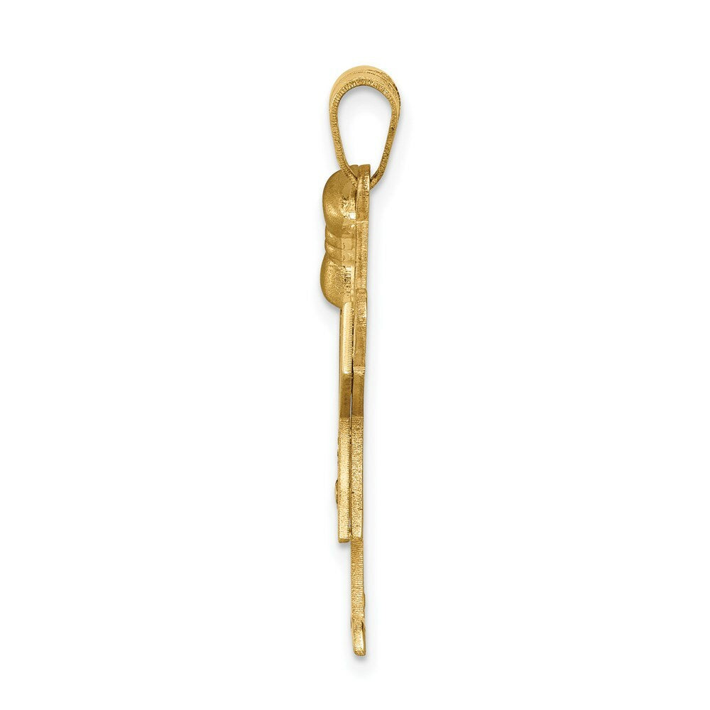14K Yellow Gold 0.03-Carat 2 Diamond Girl with Bow The Kids Pendant