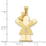 Load image into Gallery viewer, 14K Yellow Gold 0.03-Carat 2 Diamond Girl with Bow The Kids Pendant
