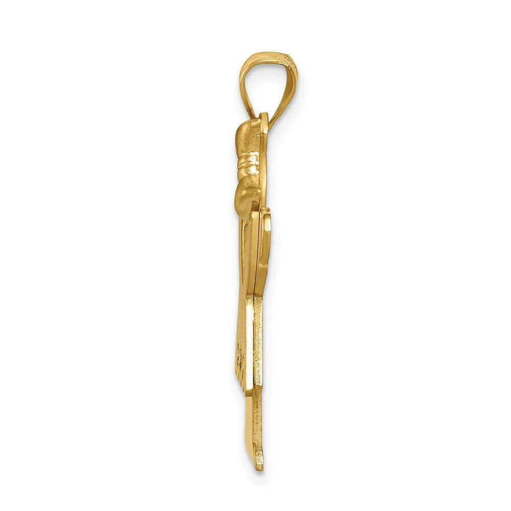 14K Yellow Gold 0.045-Carat 3 Diamond Girl with Bow The Kids Pendant