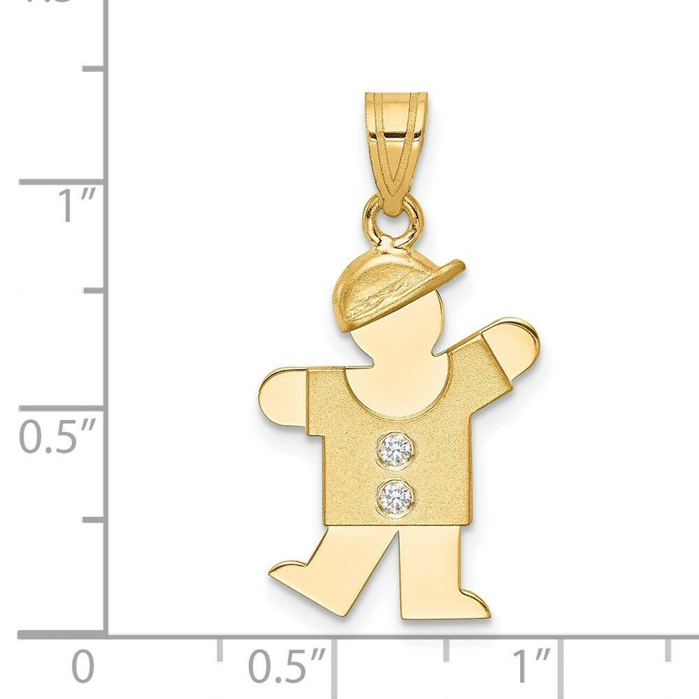 14K Yellow Gold 0.03-Carat 2 Diamond Boy with Cap The Kids Pendant