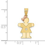 Load image into Gallery viewer, 14K Two-tone Gold 0.015-Carat Diamond Girl with Bow The Kids Pendant
