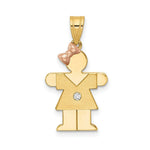 Load image into Gallery viewer, 14K Two-tone Gold 0.015-Carat Diamond Girl with Bow The Kids Pendant
