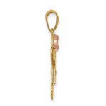Load image into Gallery viewer, 14K Two-tone Gold 0.015-Carat Diamond Girl with Bow The Kids Pendant
