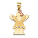 Load image into Gallery viewer, 14K Two-tone Gold 0.03-Carat 3 Diamond Girl with Bow The Kids Pendant
