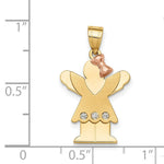 Load image into Gallery viewer, 14K Two-tone Gold 0.03-Carat 3 Diamond Girl with Bow The Kids Pendant
