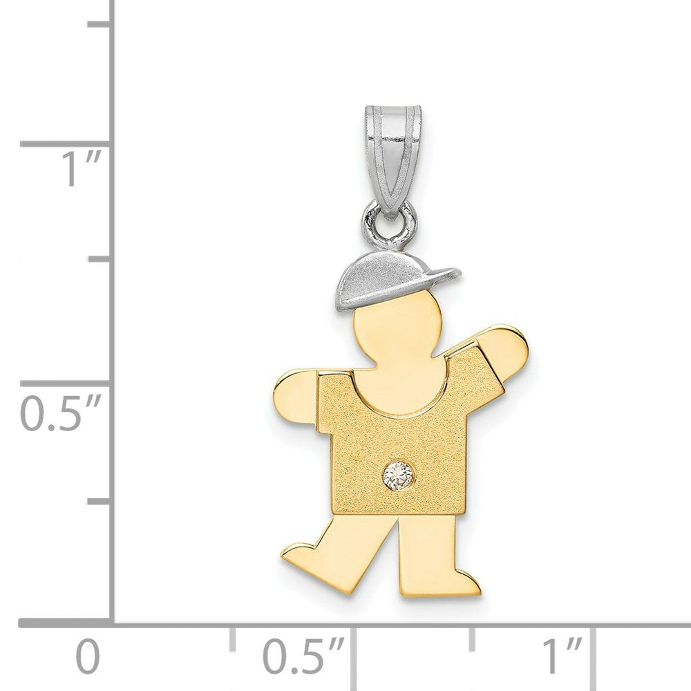 14K Two-tone Gold 0.015-Carat Diamond Boy with Cap The Kids Pendant