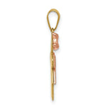 Load image into Gallery viewer, 14K Two-tone Yellow Rose Gold 0.015-Carat Diamond Girl with Bow The Kids Pendant
