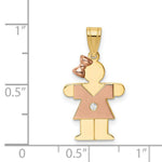 Load image into Gallery viewer, 14K Two-tone Yellow Rose Gold 0.015-Carat Diamond Girl with Bow The Kids Pendant
