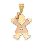 Load image into Gallery viewer, 14K Two-tone Yellow Rose Gold 0.015-Carat Diamond Girl with Bow The Kids Pendant
