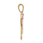 Load image into Gallery viewer, 14K Two-tone Yellow Rose Gold 0.015-Carat Diamond Girl with Bow The Kids Pendant
