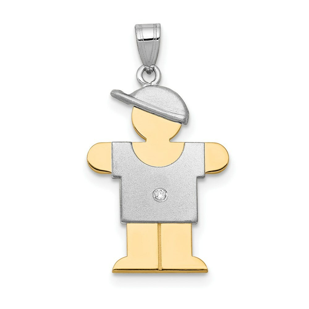 14K Two-tone Gold 0.015-Carat Diamond Boy with Cap The Kids Pendant